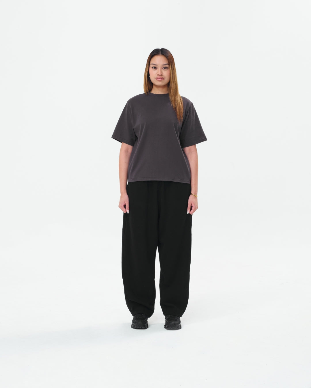 Cropped Basic Tee (Charcoal)