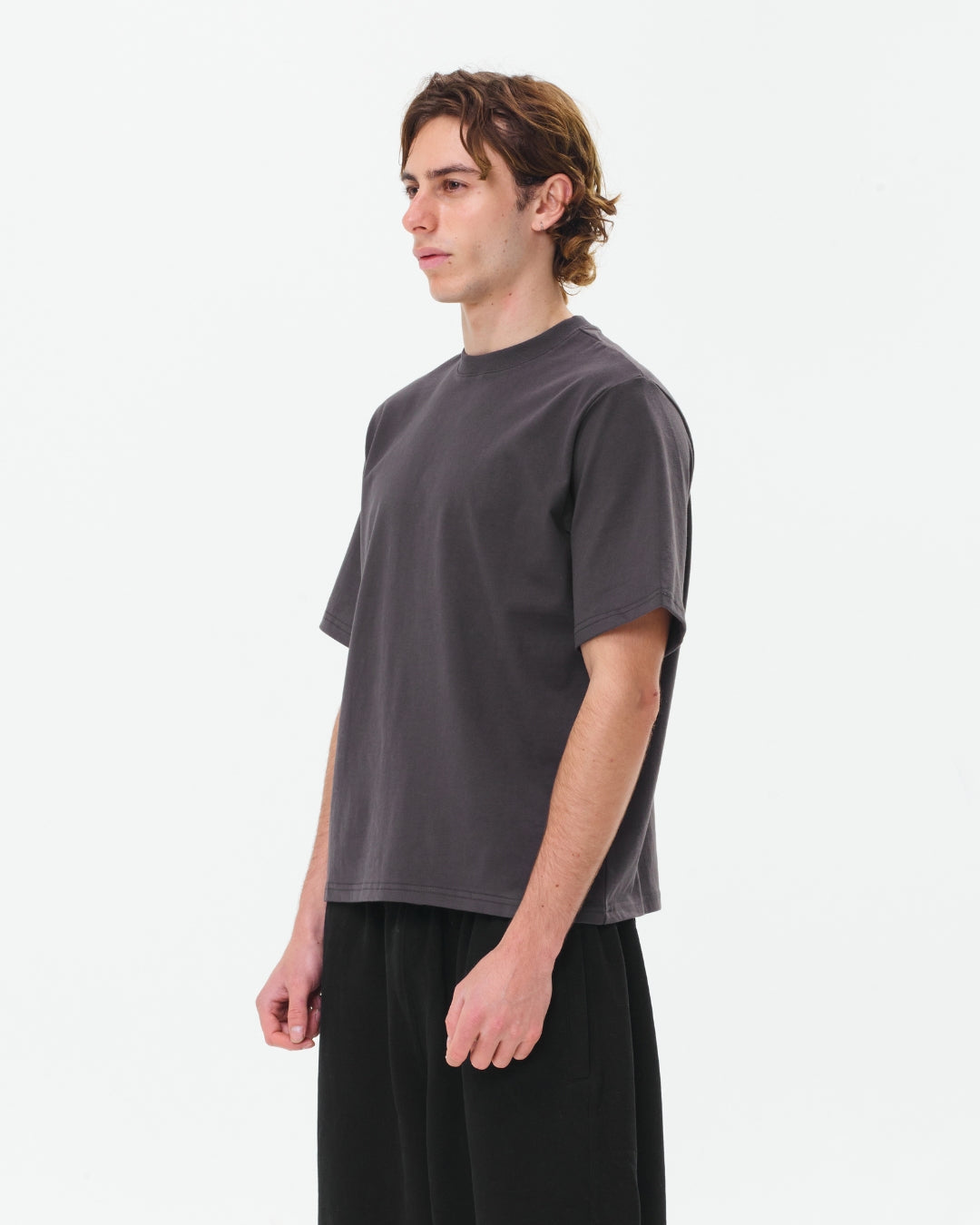 Cropped Basic Tee (Charcoal)