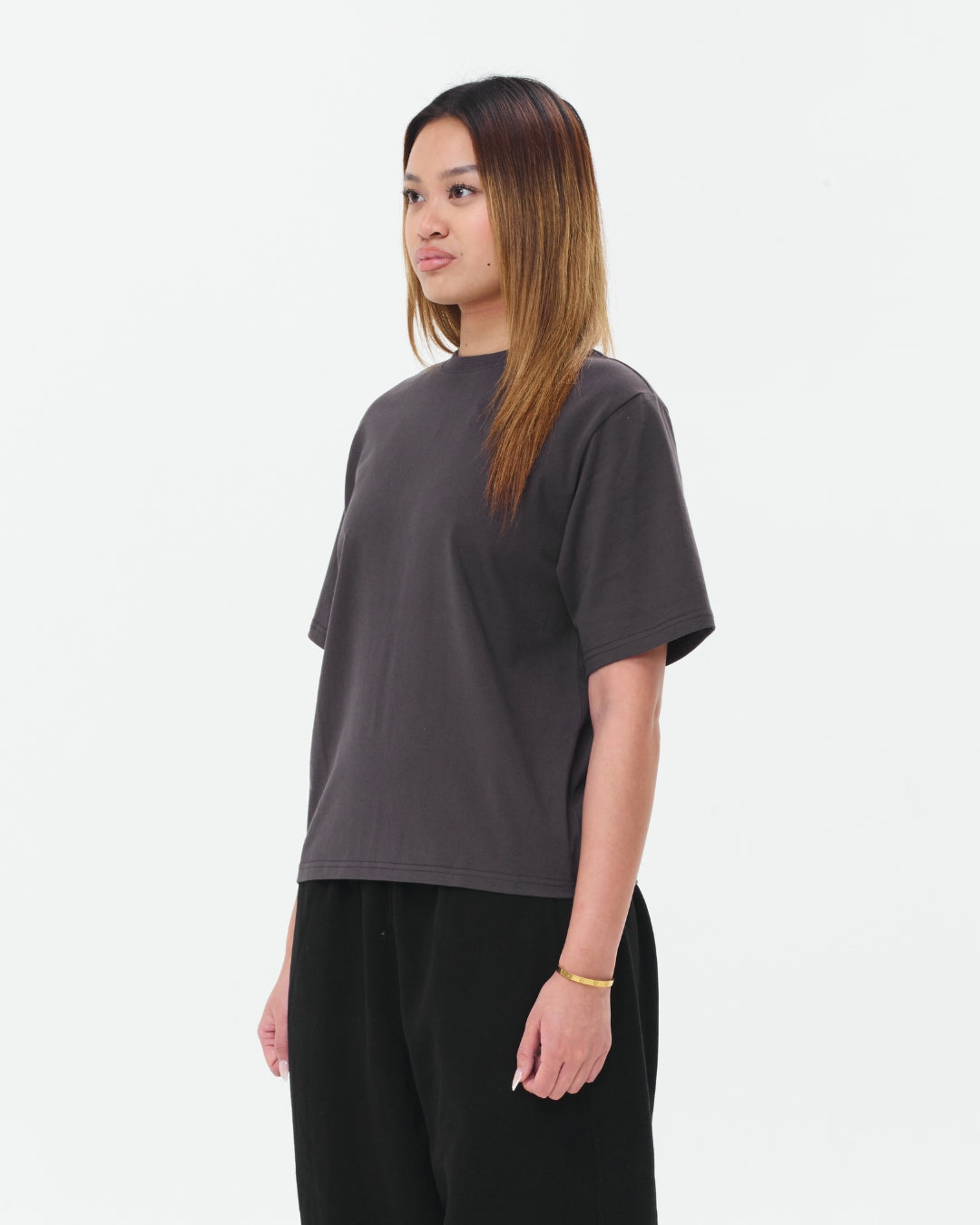 Cropped Basic Tee (Charcoal)