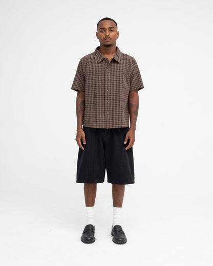 Short Sleeve Shirt (Brown Plaid)