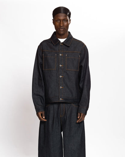 Raw Denim Jacket (Blue Black)