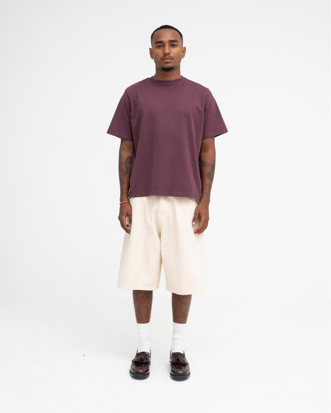 Cropped Basic Tee (Burgundy)