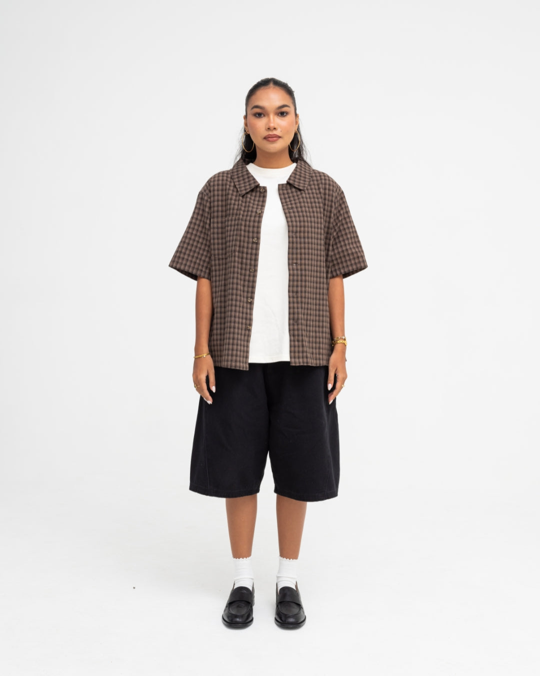 Short Sleeve Shirt (Brown Plaid)