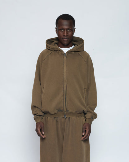 Zip Up Hoodie (Washed Olive)