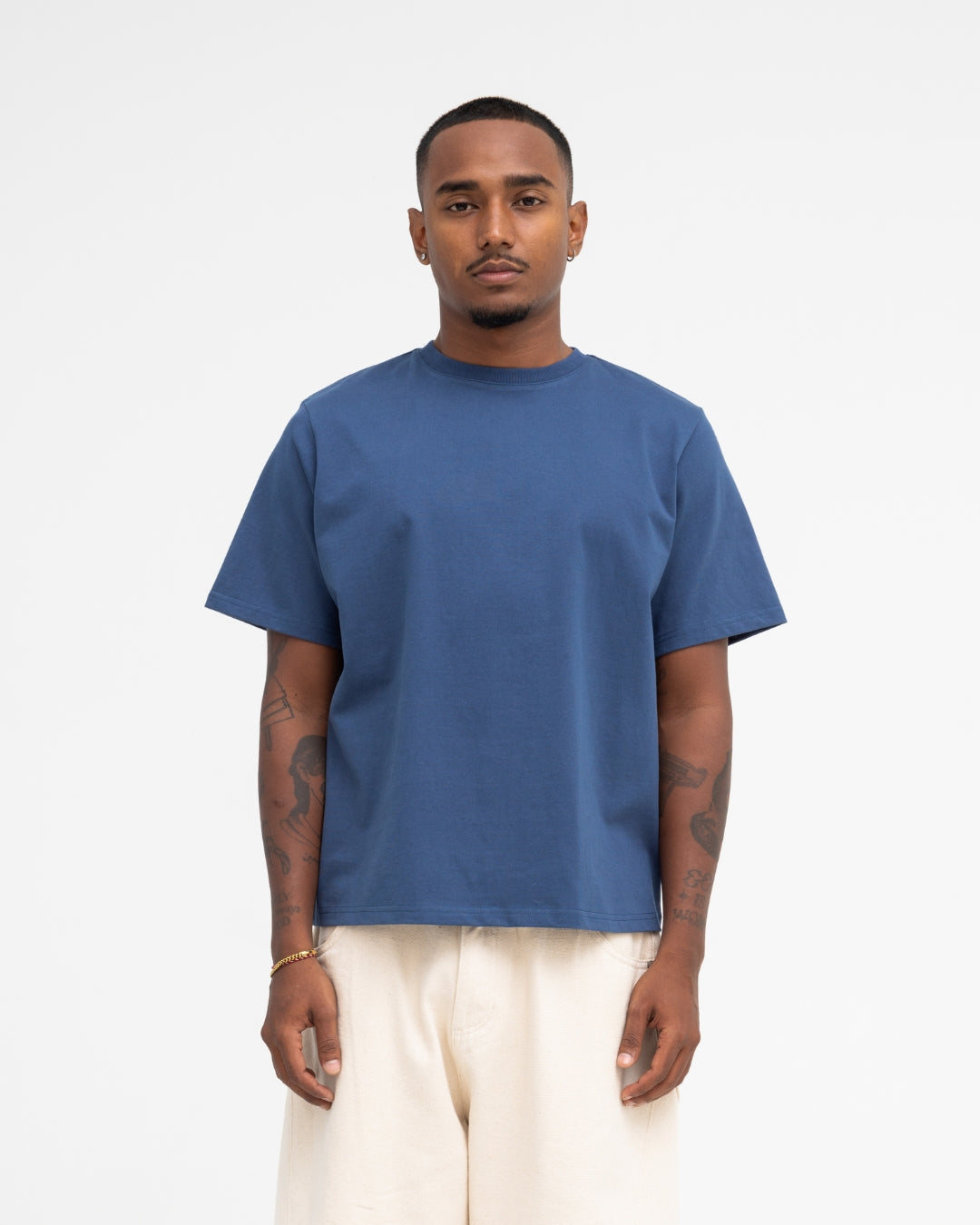 Cropped Basic Tee (Navy)