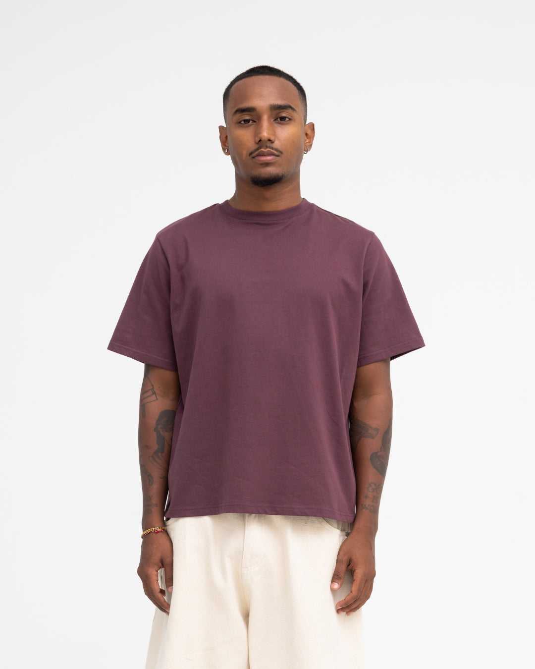 Cropped Basic Tee (Burgundy)