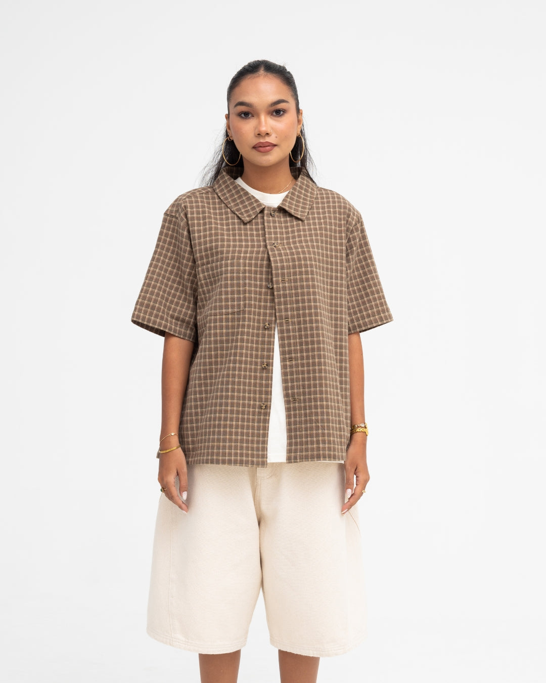 Short Sleeve Shirt (Olive Plaid)