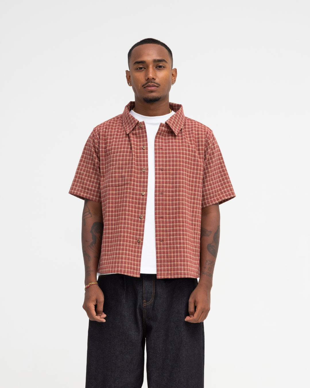 Short Sleeve Shirt (Red Plaid)