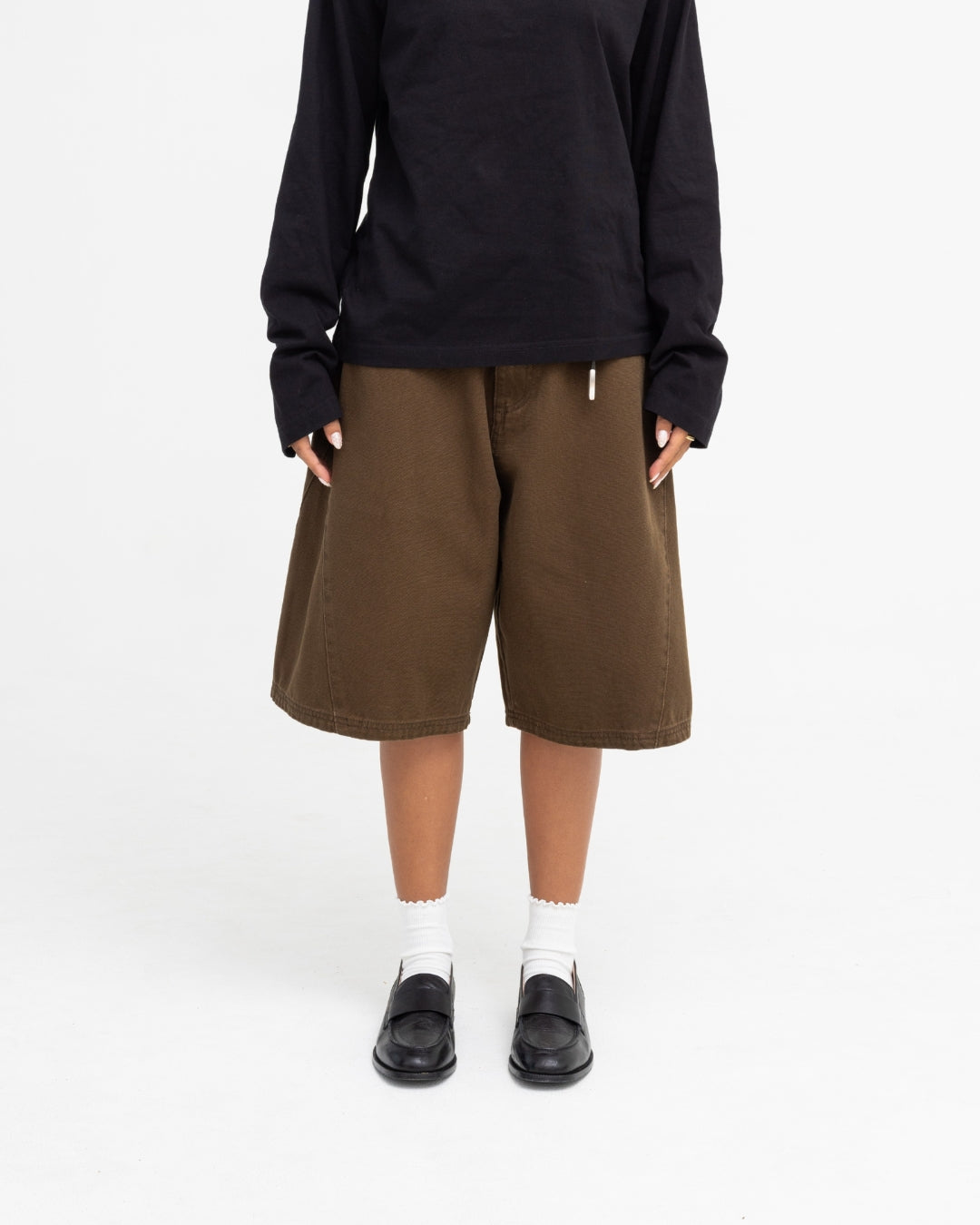 Baggy Panel Shorts (Khaki)