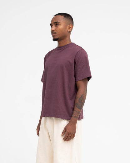 Cropped Basic Tee (Burgundy)