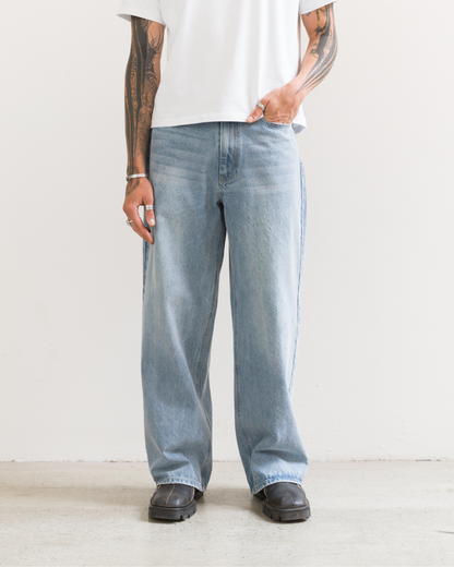 Wide Leg Jeans (Washed Blue)