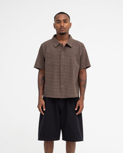 Short Sleeve Shirt (Brown Plaid)