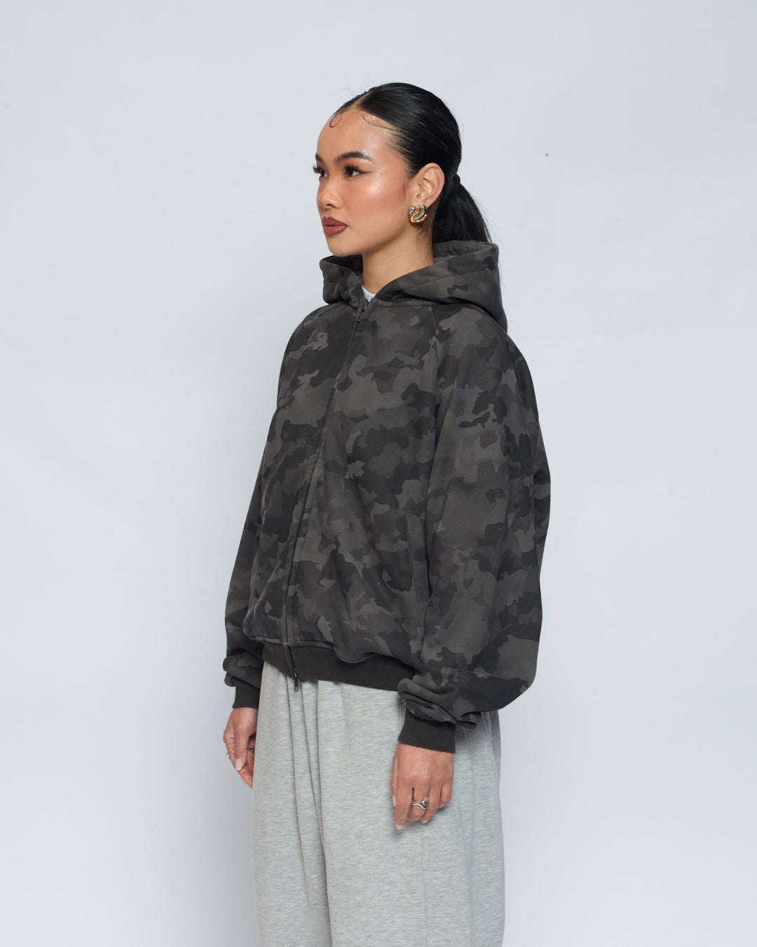 Zip Up Hoodie (Dark Camo)