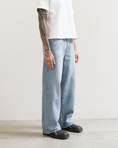Wide Leg Jeans (Washed Blue)