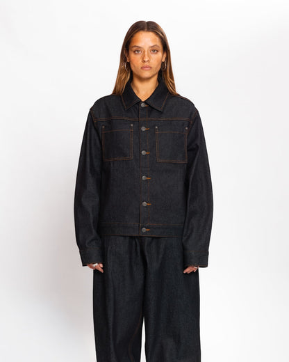 Raw Denim Jacket (Blue Black)
