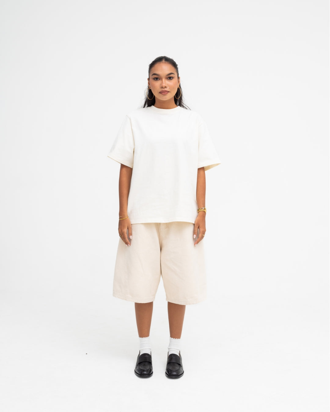 Cropped Basic Tee (Off White)