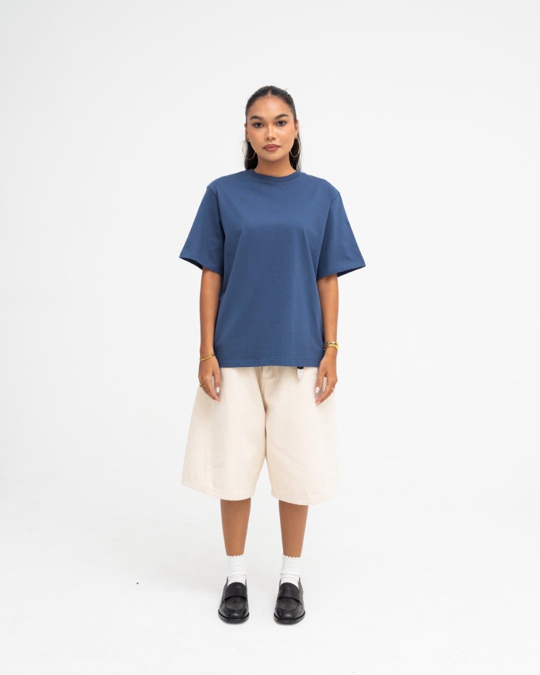 Cropped Basic Tee (Navy)