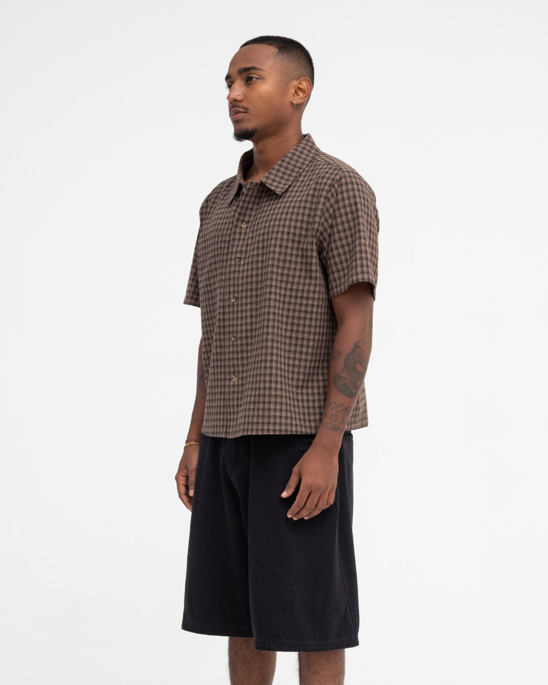 Short Sleeve Shirt (Brown Plaid)