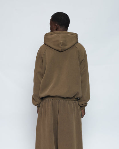 Zip Up Hoodie (Washed Olive)