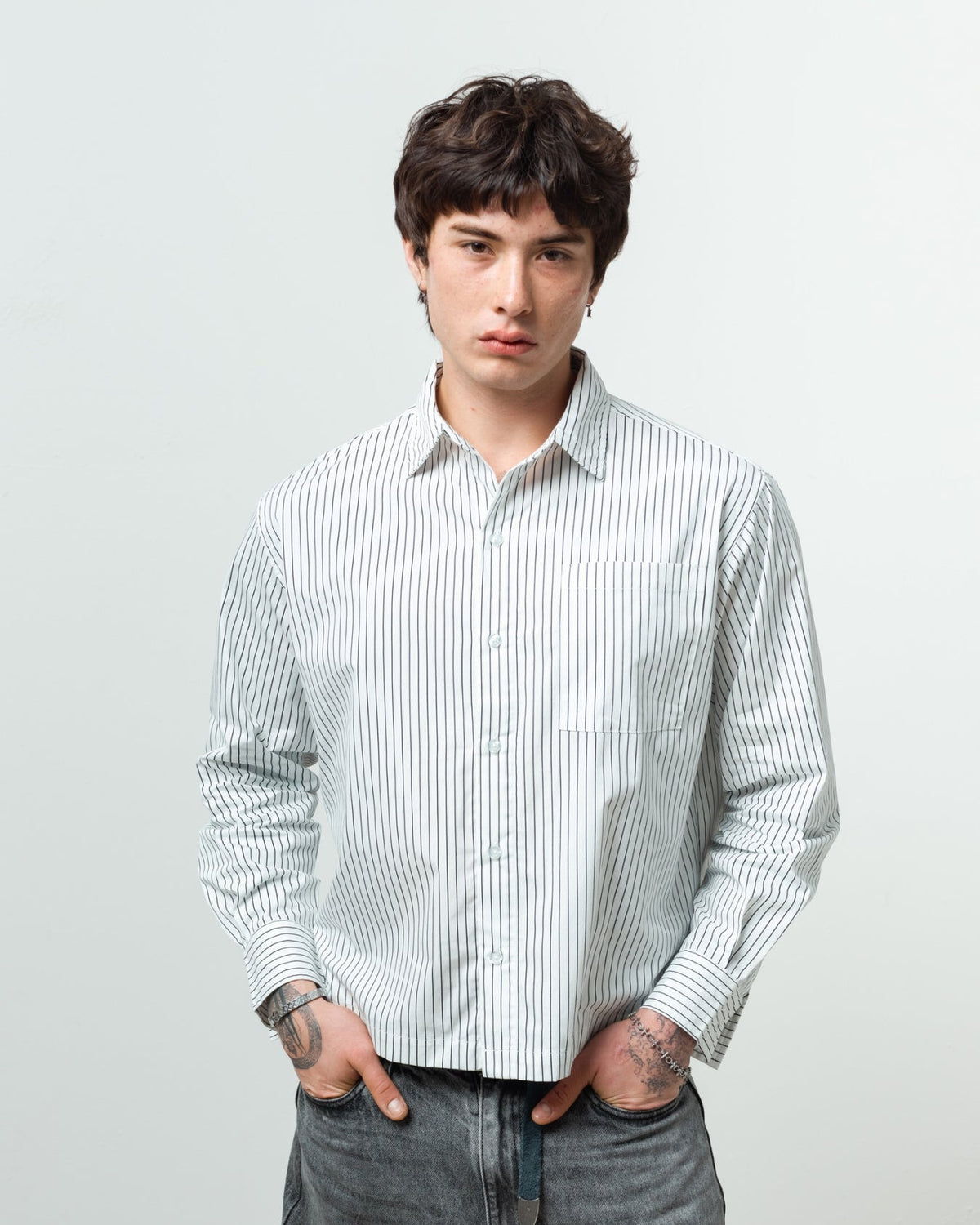Striped Long Sleeve Shirt (Black/White)