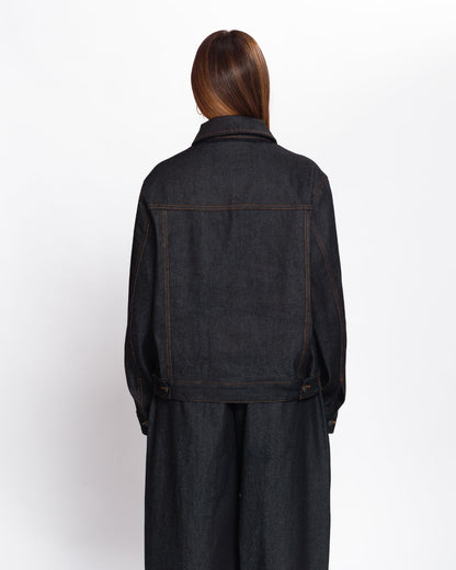 Raw Denim Jacket (Blue Black)