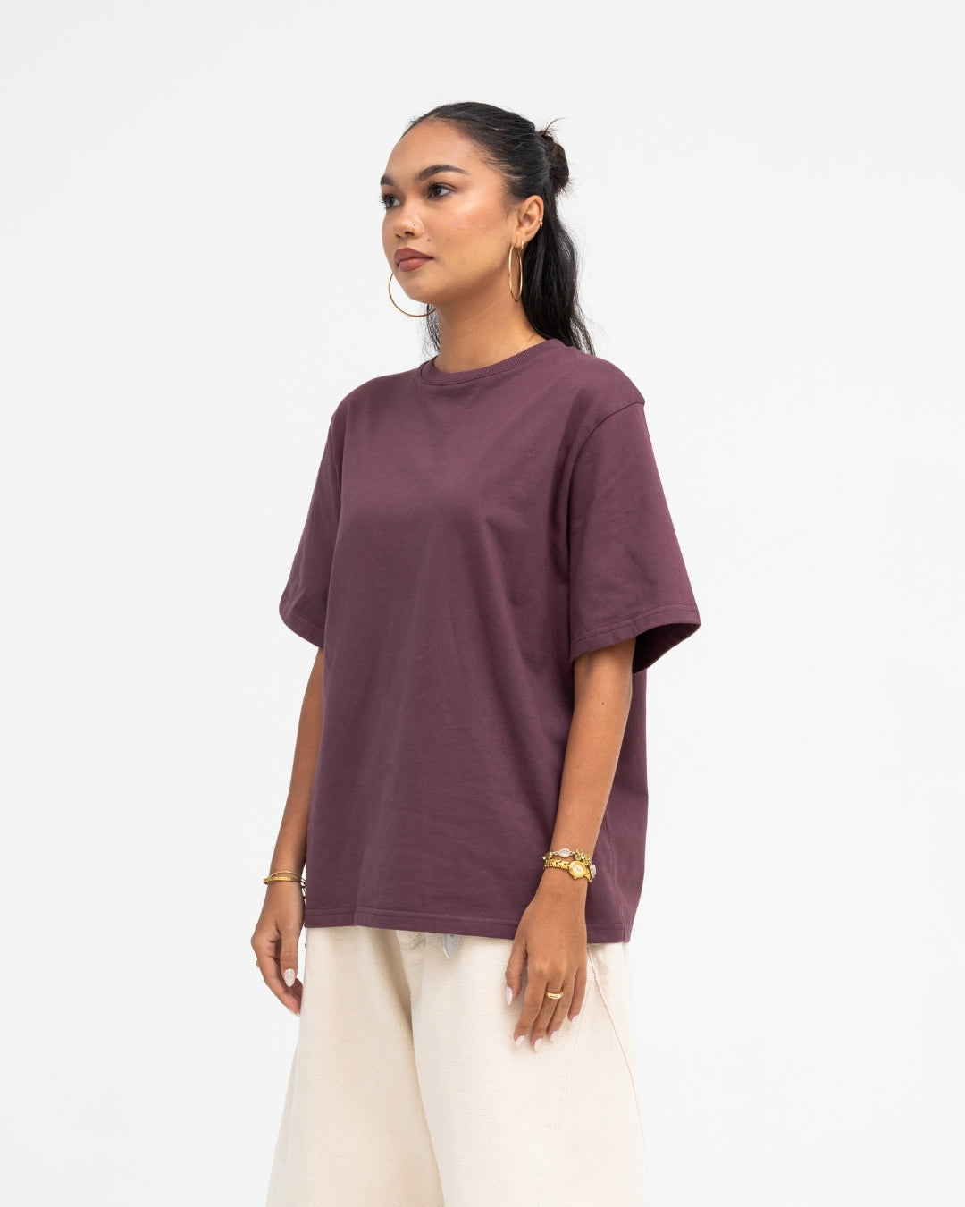 Cropped Basic Tee (Burgundy)