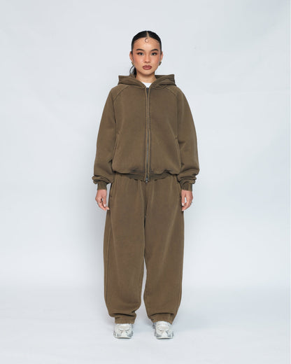 Zip Up Hoodie (Washed Olive)