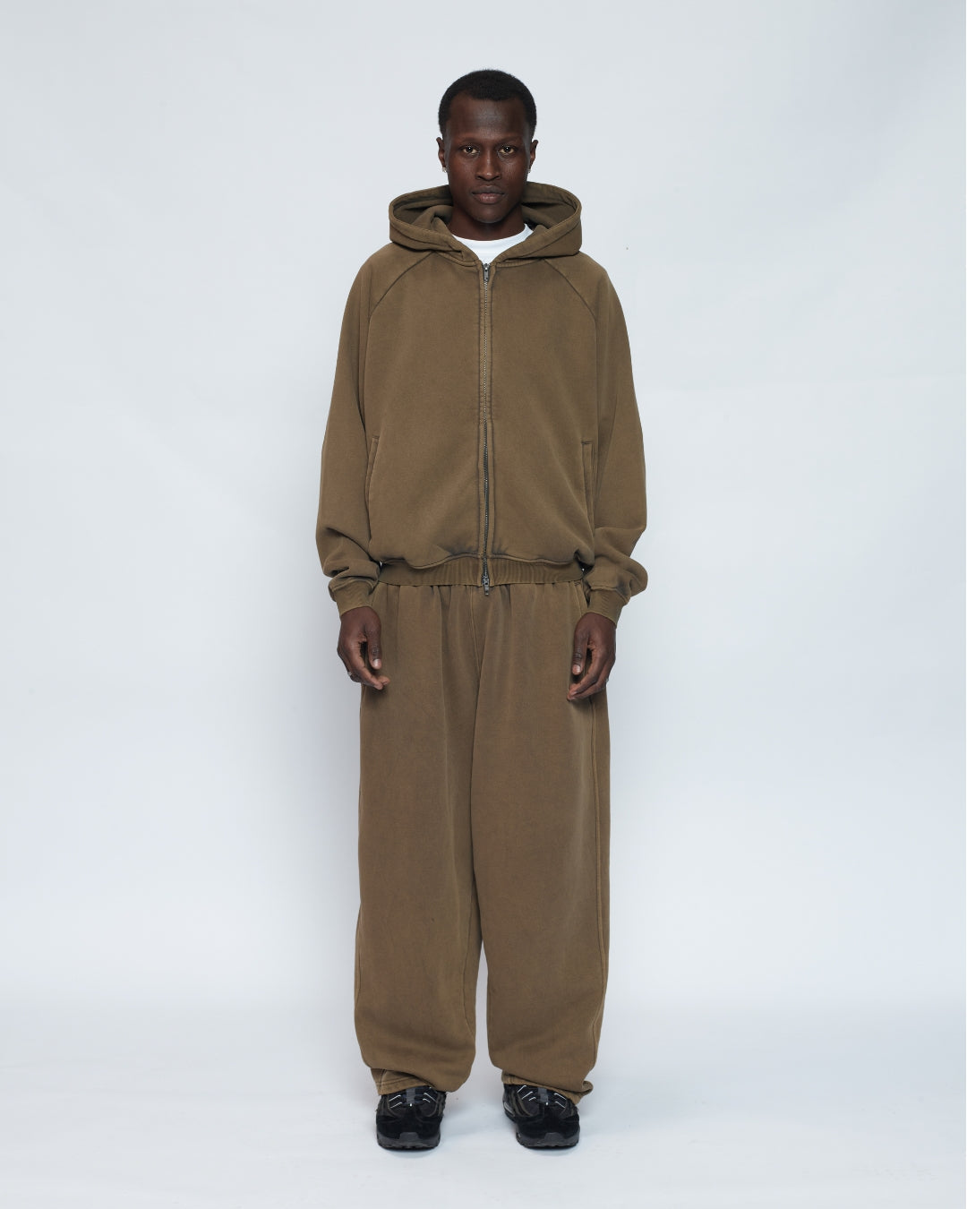 Zip Up Hoodie (Washed Olive)